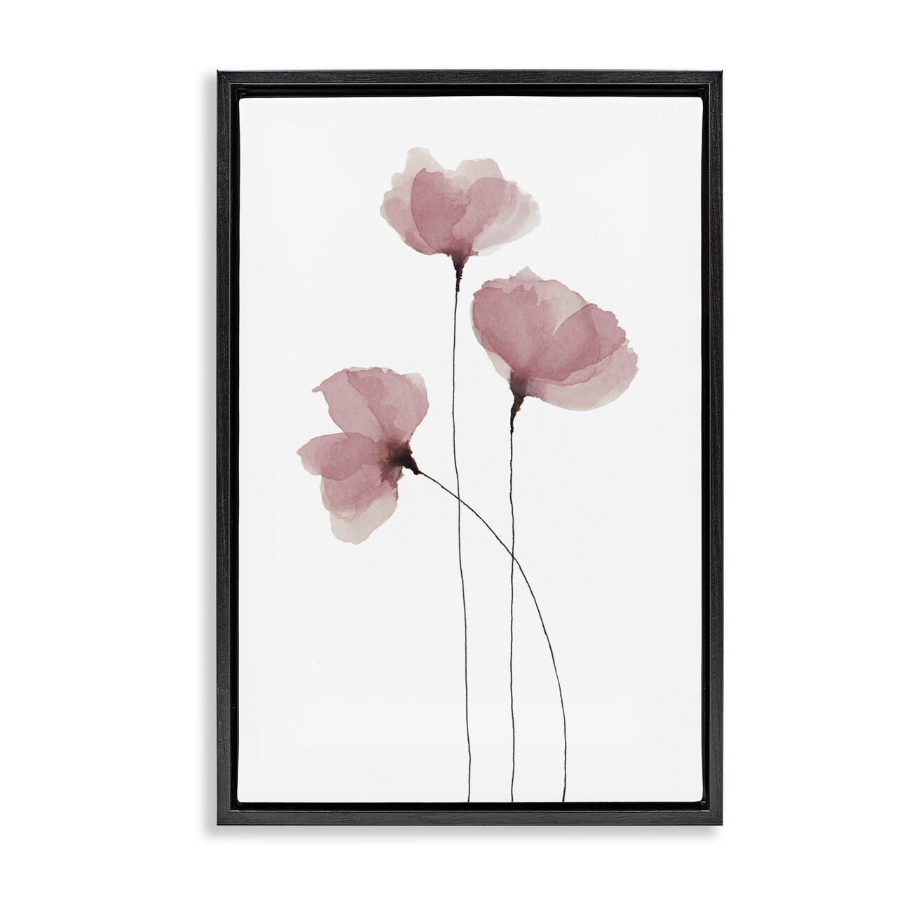 Stupell Industries Standing Tall Pink Flowers Framed Floater Canvas Wall Art Design by Krinlox